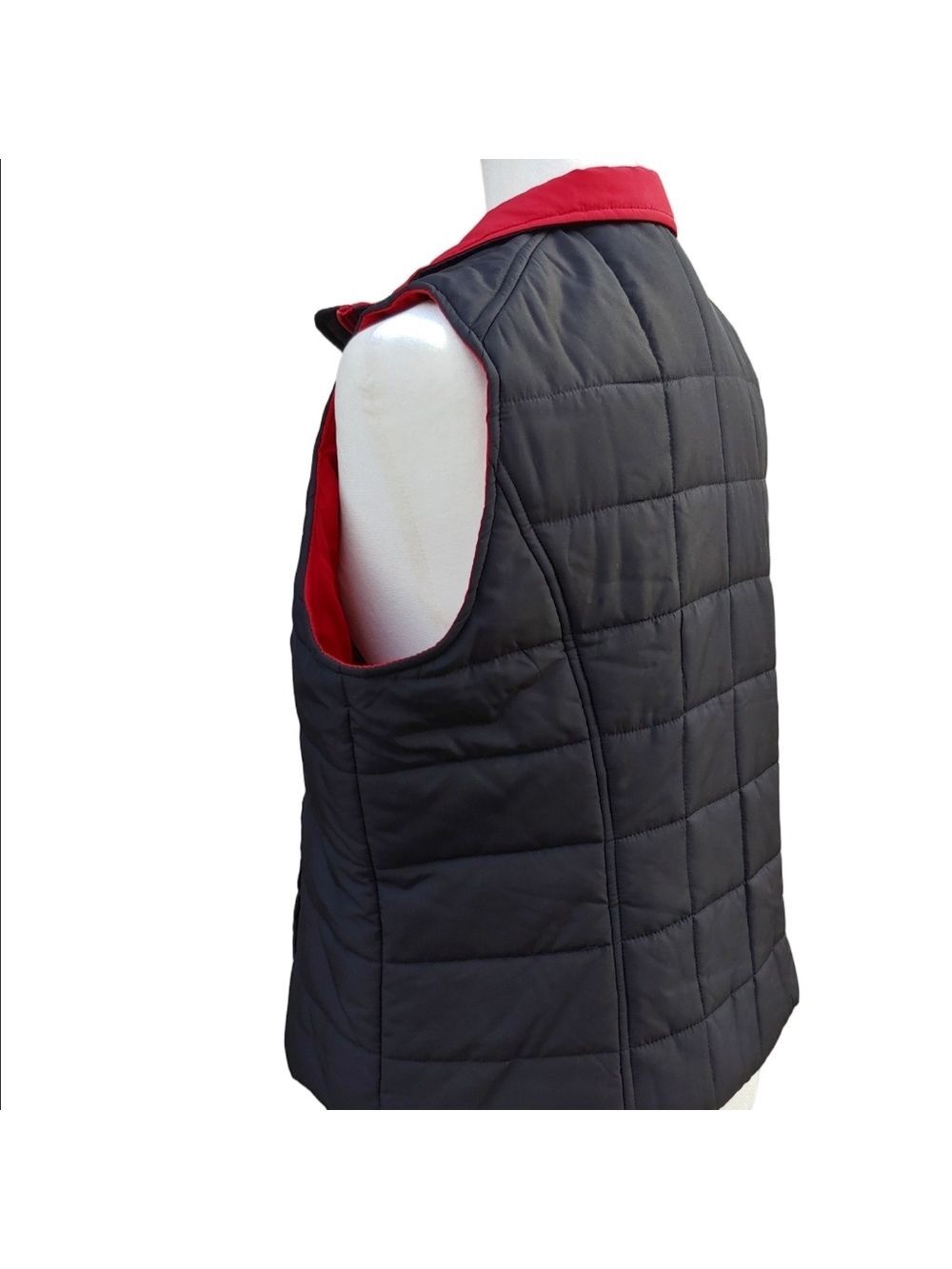Lauren Ralph Lauren Red and Black Quilted Puffer Vest Women's Petite Large - Picture 13 of 15